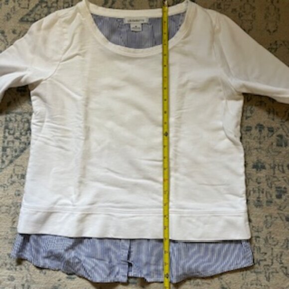 🧡3/15 Liz Claiborne Crew Neck Layered with Blue Stripe Sweatshirt Women’s M - Picture 4 of 7